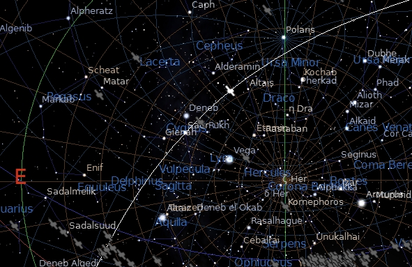 Pass displayed on Stellarium