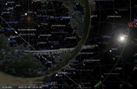 Pass displayed on Stellarium