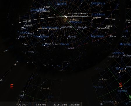 Pass displayed on Stellarium